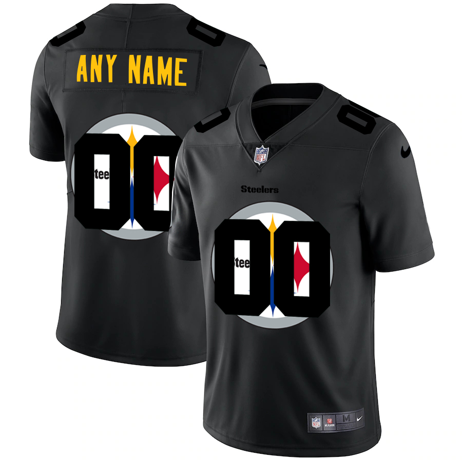 Wholesale Pittsburgh Steelers Custom Men Nike Team Logo Dual Overlap Limited NFL Jersey Black->customized nfl jersey->Custom Jersey